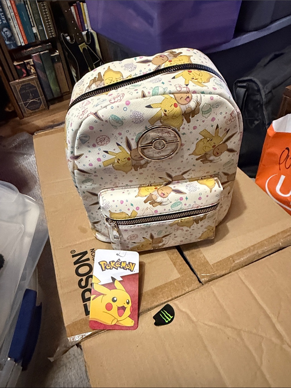 Bioworld Pikachu Pattern Cream Mini Backpack